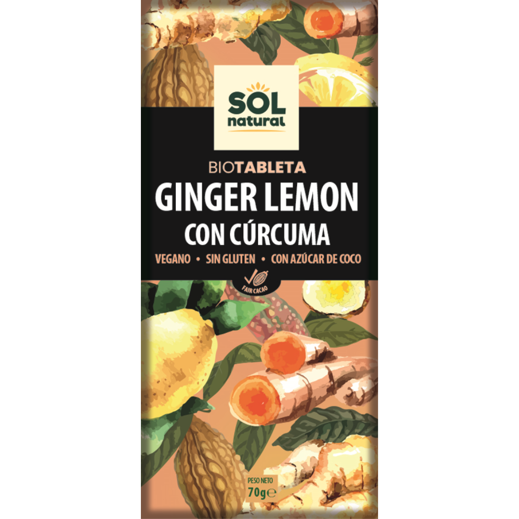 CHOCOLATE JENGIBRE/LIMÓN/ CÚRCUMA 70gr