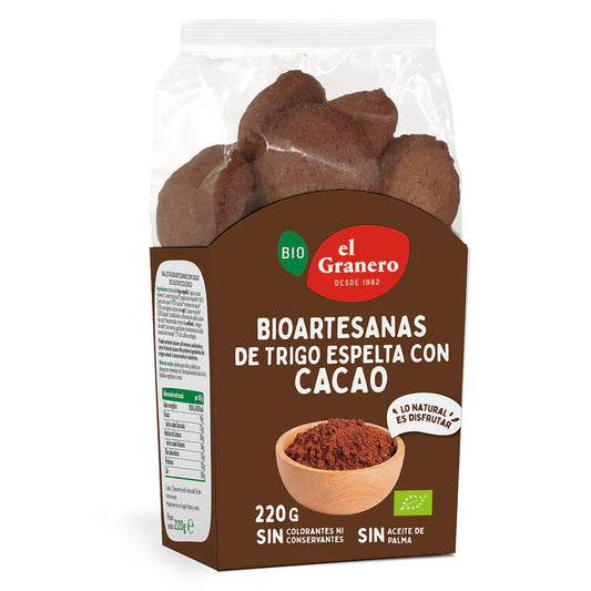 GALLETAS TRIGO ESPELTA C/ CACAO BIOARTESANAS 220gr